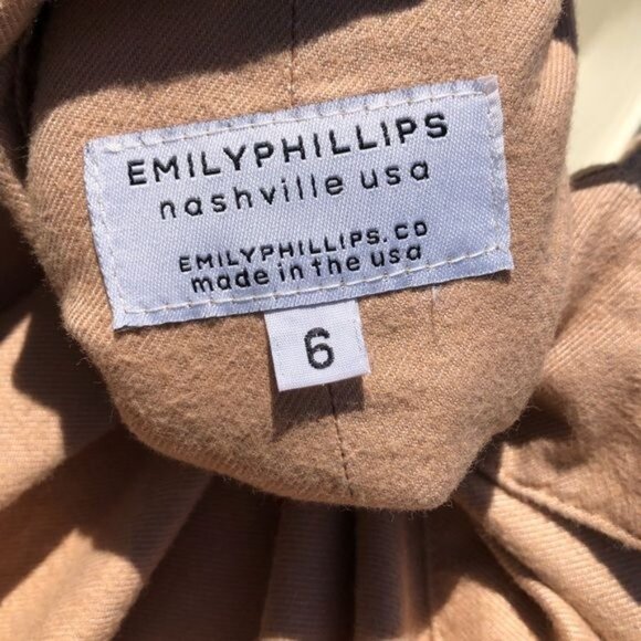 Emily Phillips 6 Shirtdress Tan Top Dress Small Button Down Up Long Sleeve Mini - Picture 12 of 12